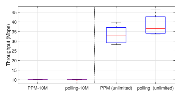 The impact of PPM on switch throughput performance based on BMv2 software switch.